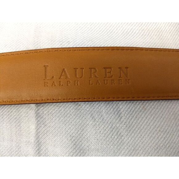 LRL Ralph Lauren Belt Brown‎ Italian Leather Crocodile Embossed Logo Women's M - Picture 9 of 16